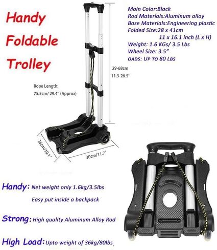 Aluminum Folding Hand Trucks Portable Luggage Cart with Wheels Lightweight Travel Hand Truck/Heavy Duty Moving Dolly (80LB) in Saudi Arabia