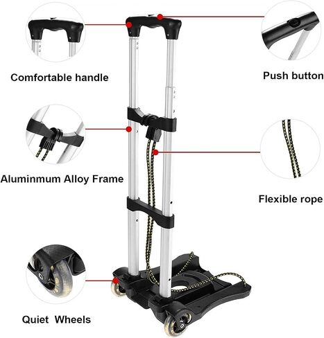 Aluminum Folding Hand Trucks Portable Luggage Cart with Wheels Lightweight Travel Hand Truck/Heavy Duty Moving Dolly (80LB) in Saudi Arabia