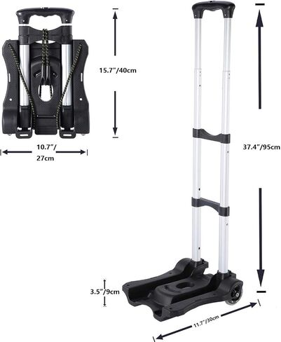 Aluminum Folding Hand Trucks Portable Luggage Cart with Wheels Lightweight Travel Hand Truck/Heavy Duty Moving Dolly (80LB) in Saudi Arabia
