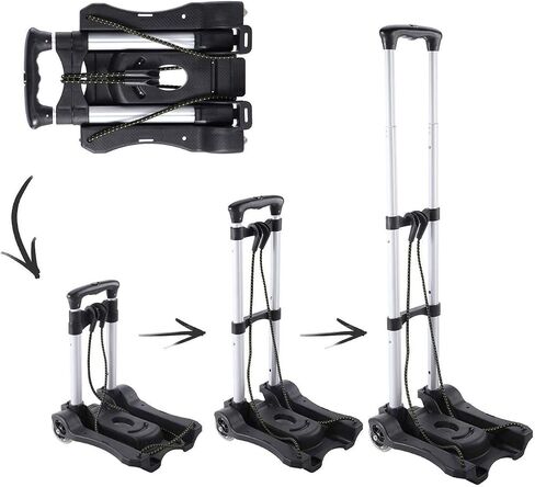 Aluminum Folding Hand Trucks Portable Luggage Cart with Wheels Lightweight Travel Hand Truck/Heavy Duty Moving Dolly (80LB) in Saudi Arabia