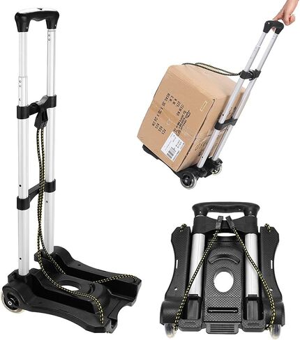 Aluminum Folding Hand Trucks Portable Luggage Cart with Wheels Lightweight Travel Hand Truck/Heavy Duty Moving Dolly (80LB) in Saudi Arabia