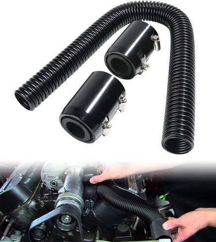 24"/48" Radiator Hose Kit,Stainless Steel Radiator Flexible Coolant Water Hose Kit,Universal Water Hoses Adapter Coolant Radiator Hose Kit with Cap Clamp (Black) (24inch) in Saudi Arabia