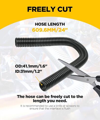 24"/48" Radiator Hose Kit,Stainless Steel Radiator Flexible Coolant Water Hose Kit,Universal Water Hoses Adapter Coolant Radiator Hose Kit with Cap Clamp (Black) (24inch) in Saudi Arabia