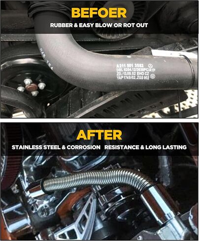 24"/48" Radiator Hose Kit,Stainless Steel Radiator Flexible Coolant Water Hose Kit,Universal Water Hoses Adapter Coolant Radiator Hose Kit with Cap Clamp (Black) (24inch) in Saudi Arabia
