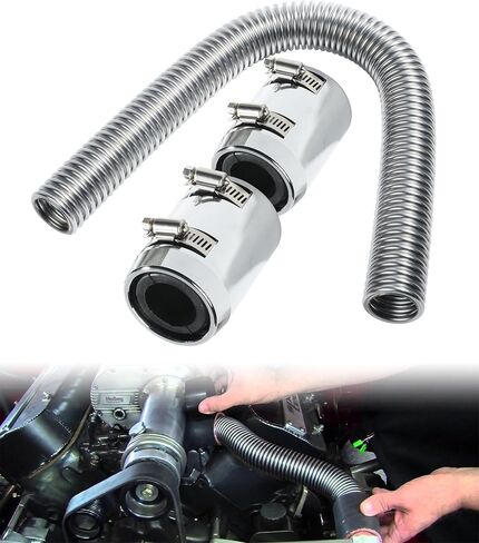 24"/48" Radiator Hose Kit,Stainless Steel Radiator Flexible Coolant Water Hose Kit,Universal Water Hoses Adapter Coolant Radiator Hose Kit with Cap Clamp (Black) (24inch) in Saudi Arabia