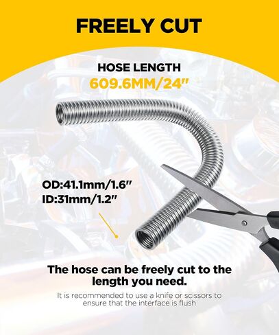 24"/48" Radiator Hose Kit,Stainless Steel Radiator Flexible Coolant Water Hose Kit,Universal Water Hoses Adapter Coolant Radiator Hose Kit with Cap Clamp (Black) (24inch) in Saudi Arabia