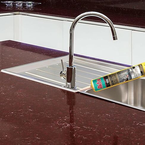 Akfix 100S 100% Clear Silicone Caulk (2x10.1 fl.oz.) - Sanitary Applications, Waterproof & Low Odor Sealant for Kitchen and Bathroom, Bathtub, Shower, Sink - Anti Shrink Caulking | Clear, 2 Pack in Saudi Arabia