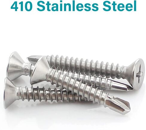 مجموعة متنوعة من براغي معدنية ذات رأس مسطح من الفولاذ المقاوم للصدأ بخيط كامل من الفولاذ المقاوم للصدأ 410 مع محرك فيليبس، 400 قطعة - مثالية لأعمال النجارة والأعمال المعدنية والمشروعات اليدوية in Kuwait