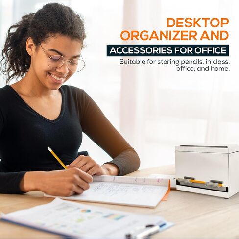 Pencil Dispenser for Classroom & Office Stainless Steel Pencil Dispenser Holder, Includes 50 Pre-Sharpened Pencils - Easy-Push Tabs, Non-Slip Rubber Feet - Metal Container for up to 200 Pencils in Saudi Arabia