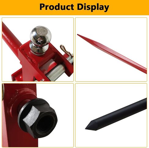 3 Point Trailer Hitch with 2 Inch Receiver Hay Bale Spear Attachment, 49" Hay Bale Spear & 2 Stabilizer Spears with Trailer Gooseneck Ball Drawbar in Saudi Arabia