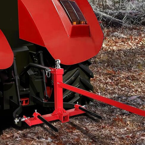3 Point Trailer Hitch with 2 Inch Receiver Hay Bale Spear Attachment, 49" Hay Bale Spear & 2 Stabilizer Spears with Trailer Gooseneck Ball Drawbar in Saudi Arabia