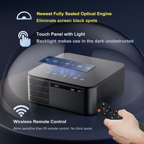 【لا توجد بقع سوداء وتركيز تلقائي وحجر المفاتيح】 جهاز عرض أصلي 1080P 21000LM WiFi 6 بلوتوث 5.2، جهاز عرض الفيديو المنزلي TOPBEN 4K يدعم زر اللمس/تكبير 50%/حقيبة ظهر محمولة للأماكن الخارجية 2024 جديدة in Saudi Arabia