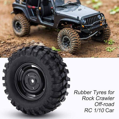 RC Car Tires, 4 Pcs Tires Rubber Tyres for 1:10 Rock Crawler Off-Road RC Remote Control Car Accessory Part in Saudi Arabia