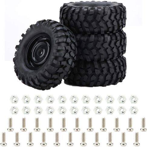 RC Car Tires, 4 Pcs Tires Rubber Tyres for 1:10 Rock Crawler Off-Road RC Remote Control Car Accessory Part in Saudi Arabia