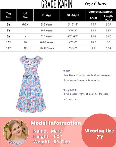 GRACE KARIN Girl's 2024 Spring Summer Dress Smocked Maxi Formal Dress for Kid 8-10 Years,Rose Red Flowers in Saudi Arabia