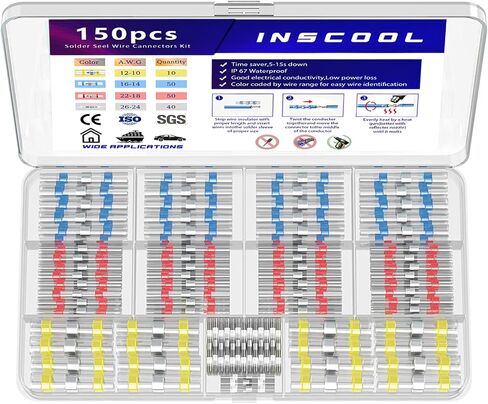 150pcs Seal Wire Connectors, Heat Shrink Self Solder Connectors, Waterproof Butt Splice Wire Terminals Best for Repair and Electrical Maintenance, Automotive, Decoration Wiring, Marine Wire Joint in Saudi Arabia