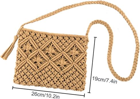 Ayliss Women's Handwoven Crossbody Handbag Summer Beach Shoulder Handbag Cotton Crochet Woven Handmade Purse Bag Tassel in Saudi Arabia