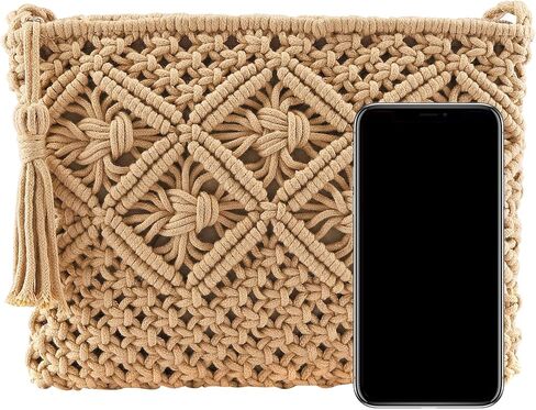 Ayliss Women's Handwoven Crossbody Handbag Summer Beach Shoulder Handbag Cotton Crochet Woven Handmade Purse Bag Tassel in Saudi Arabia
