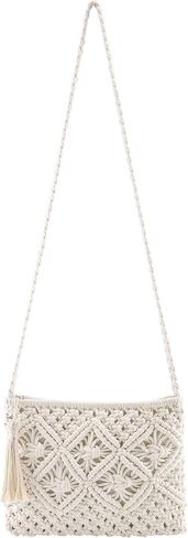 Ayliss Women's Handwoven Crossbody Handbag Summer Beach Shoulder Handbag Cotton Crochet Woven Handmade Purse Bag Tassel in Saudi Arabia