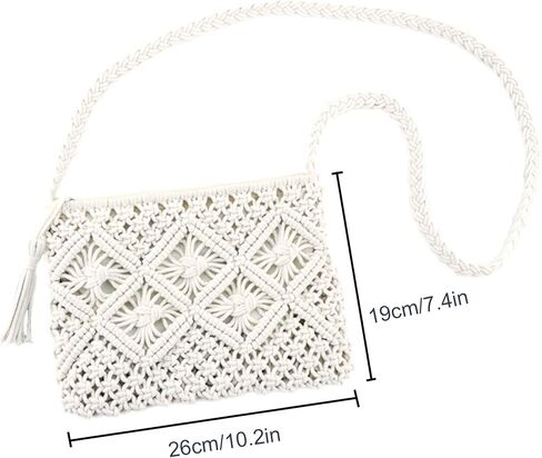 Ayliss Women's Handwoven Crossbody Handbag Summer Beach Shoulder Handbag Cotton Crochet Woven Handmade Purse Bag Tassel in Saudi Arabia