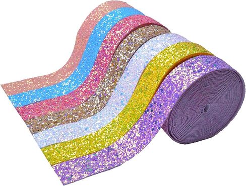 7 ياردات ألوان متنوعة 1 بوصة (25 مم) شريط لامع لصناعة قوس الشعر، شرائط لامعة لتزيين القوس، أشرطة لامعة سميكة لربطات عنق الزفاف، لوازم الحرف والمجوهرات GR001 in Kuwait