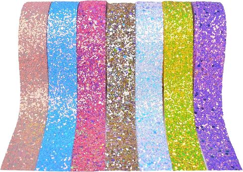 7 ياردات ألوان متنوعة 1 بوصة (25 مم) شريط لامع لصناعة قوس الشعر، شرائط لامعة لتزيين القوس، أشرطة لامعة سميكة لربطات عنق الزفاف، لوازم الحرف والمجوهرات GR001 in Kuwait