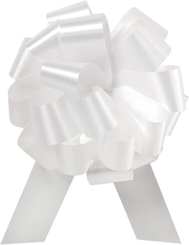 8 Inch White Embossed Pull String Bow (2 3/4" Width) (1 Bow) in Saudi Arabia