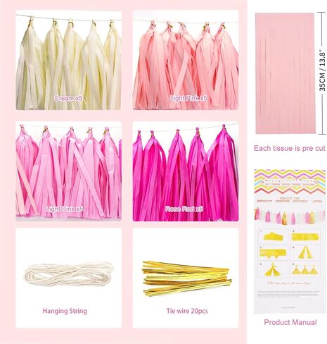 20Pcs Green Party Tassels Garlands, Green DIY Tissue Tassel Garland, Tissue Paper Tassel Garlands for Jungle Party, Greenery Woodland Baby Shower, Green Wedding, Home Decoration in Saudi Arabia