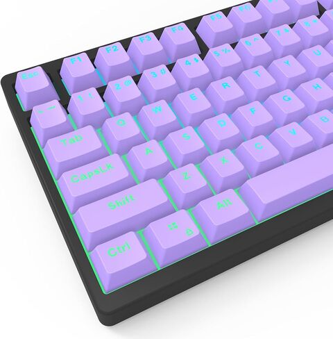 PBT Keycaps, Mechanical Keyboard Keycaps 60 Percent Purple 106 Keycap Set Custom Keycap Set, Shine Through Keycaps OEM Profile, Universal Compatiability for 100%, 75%, 65%, 60% Keyboard - Purple in Saudi Arabia