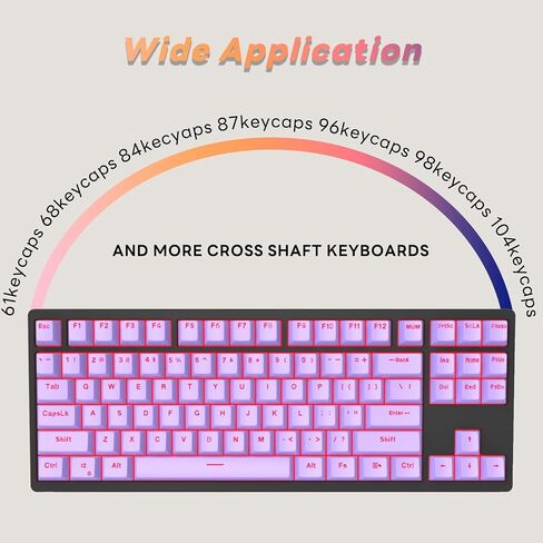 PBT Keycaps, Mechanical Keyboard Keycaps 60 Percent Purple 106 Keycap Set Custom Keycap Set, Shine Through Keycaps OEM Profile, Universal Compatiability for 100%, 75%, 65%, 60% Keyboard - Purple in Saudi Arabia