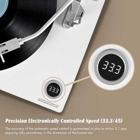 Record Player Turntable Built-in Phono Preamp, Vinyl Record Player with Adjustable Counterweight Magnetic Cartridge, Anti-Skate Control, Acrylic Platter, 33 or 45 RPM White in Saudi Arabia