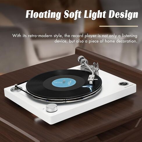 Record Player Turntable Built-in Phono Preamp, Vinyl Record Player with Adjustable Counterweight Magnetic Cartridge, Anti-Skate Control, Acrylic Platter, 33 or 45 RPM White in Saudi Arabia