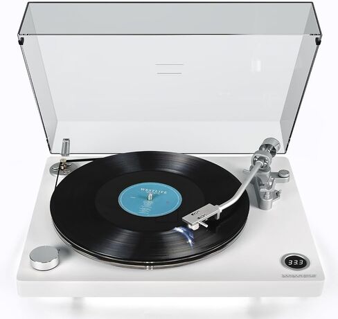 Record Player Turntable Built-in Phono Preamp, Vinyl Record Player with Adjustable Counterweight Magnetic Cartridge, Anti-Skate Control, Acrylic Platter, 33 or 45 RPM White in Saudi Arabia