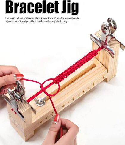 WenTigDY قابل للتعديل طول باراكورد تهزهز سوار صانع إطار خشبي معصمه صانعباراكورد تهزهز سوار صانع الخشب تهزهز سوار صانع DIY اليد الحياكة سوار تهزهز مع 2 المشبك in Kuwait