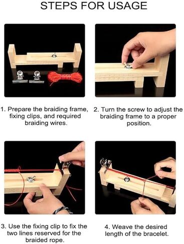 WenTigDY قابل للتعديل طول باراكورد تهزهز سوار صانع إطار خشبي معصمه صانعباراكورد تهزهز سوار صانع الخشب تهزهز سوار صانع DIY اليد الحياكة سوار تهزهز مع 2 المشبك in Kuwait
