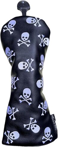 Golf Club Headcover 3 Wood Headcover Hybrid Head Covers Skulls Embroidery Premium Leather Driver Fairway Wood Hybrid Blade Mallet Putter Cover Magnetic Closure in Saudi Arabia