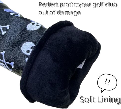 Golf Club Headcover 3 Wood Headcover Hybrid Head Covers Skulls Embroidery Premium Leather Driver Fairway Wood Hybrid Blade Mallet Putter Cover Magnetic Closure in Kuwait