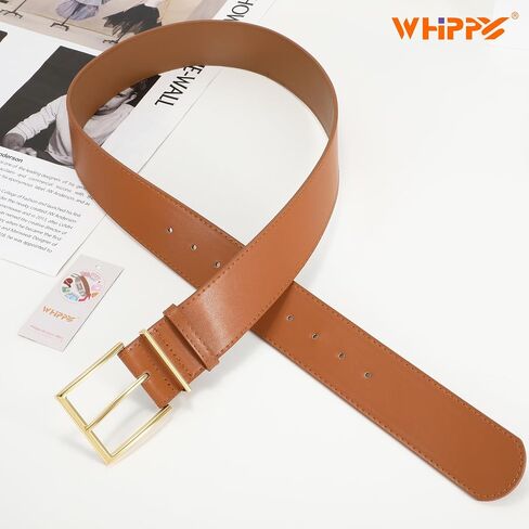 أحزمة الخصر الجلدية الواسعة للسيدات من WHIPPY للفساتين والسراويل وحزام الخصر الجلدي الأنيق للنساء مع إبزيم ذهبي in Kuwait