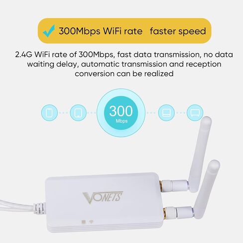 Vonets VBG1200 2.4 جيجا هرتز/5 جيجا هرتز Mini WiFi Bridge Ethernet/مكرر لاسلكي/راوتر/موسع نطاق إشارة WiFi صناعي مدعوم من DC/USB مع ذكر RJ45 لكاميرا DVR IP in Kuwait