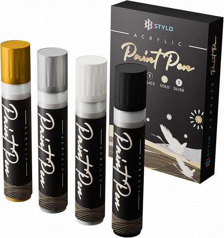 أقلام تحديد جامبو برأس لباد 15 مم من Stylo، 4 عبوات من علامات الملصقات السميكة الكبيرة الملونة، أقلام تحديد كبيرة الحجم لوضع العلامات واللافتات والسبورات السوداء والزجاج الأمامي واللوحات الخارجية وصناعة الحرف اليدوية in Kuwait