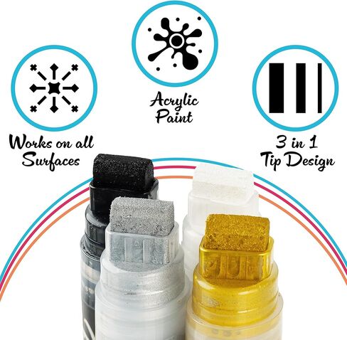 أقلام تحديد جامبو برأس لباد 15 مم من Stylo، 4 عبوات من علامات الملصقات السميكة الكبيرة الملونة، أقلام تحديد كبيرة الحجم لوضع العلامات واللافتات والسبورات السوداء والزجاج الأمامي واللوحات الخارجية وصناعة الحرف اليدوية in Kuwait