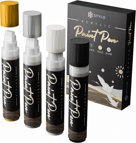 أقلام تحديد جامبو برأس لباد 15 مم من Stylo، 4 عبوات من علامات الملصقات السميكة الكبيرة الملونة، أقلام تحديد كبيرة الحجم لوضع العلامات واللافتات والسبورات السوداء والزجاج الأمامي واللوحات الخارجية وصناعة الحرف اليدوية in Kuwait