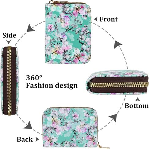 RFID Blocking Credit Card Wallet, Women Small Card Holder PU Leather ID Card Case Coin Pouch Bussiness Card Organizer in Kuwait