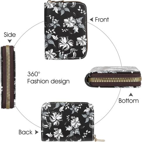 Amaxiu RFID Credit Card Holder Wallets for Women, Leather Zipper Card Case Small Card Case Wallet Business Card Organizer for Credit or ID Cards Driver's Licenses(C) in Saudi Arabia