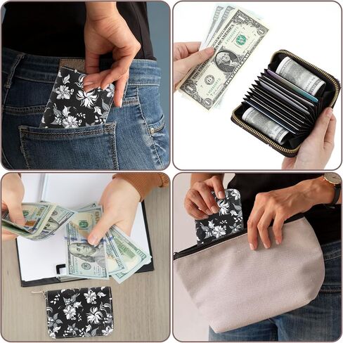 Amaxiu RFID Credit Card Holder Wallets for Women, Leather Zipper Card Case Small Card Case Wallet Business Card Organizer for Credit or ID Cards Driver's Licenses(C) in Saudi Arabia