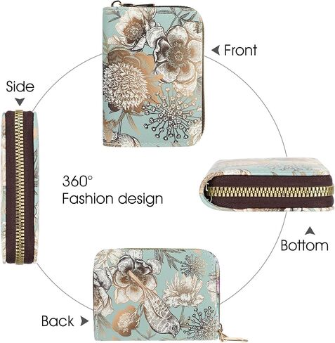 Amaxiu RFID Credit Card Holder Wallets for Women, Leather Zipper Card Case Small Card Case Wallet Business Card Organizer for Credit or ID Cards Driver's Licenses(C) in Saudi Arabia