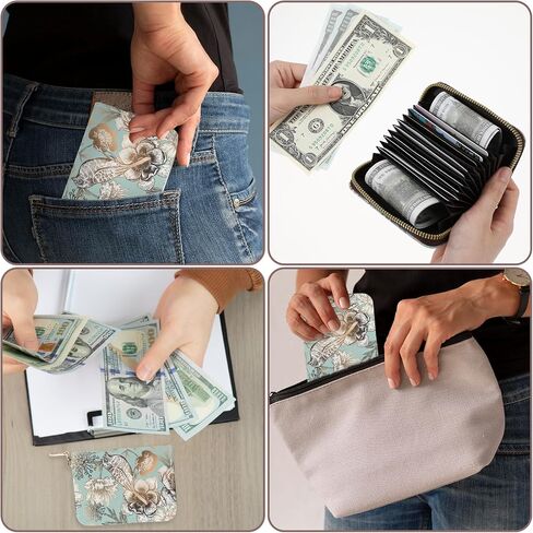 Amaxiu RFID Credit Card Holder Wallets for Women, Leather Zipper Card Case Small Card Case Wallet Business Card Organizer for Credit or ID Cards Driver's Licenses(C) in Saudi Arabia