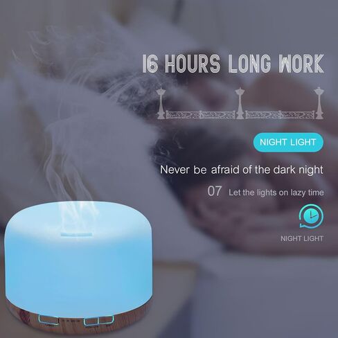 Essential Oil Diffuser with Essential Oils Set, 500ml Aromatherapy Diffuser with Remote Control - 7 LED Colors, Timer, Auto Shut-Off and 4 Essential Oils -Rose, Ocean, Lavender, White Tea in Saudi Arabia