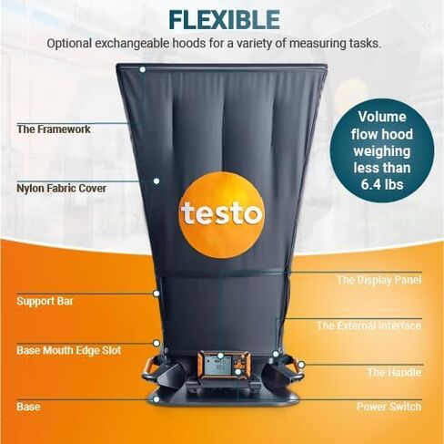 Testo 420 Flow Hood – Air Flow Meter for Airflow, air velocity, volume flow, temperature, and relative humidity – HVAC Air Flow Meter CFM with Tiltable Display, Bluetooth, and App Compatibility in Saudi Arabia
