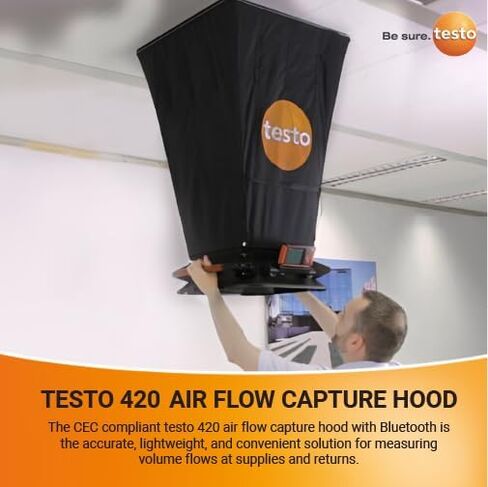 Testo 420 Flow Hood – Air Flow Meter for Airflow, air velocity, volume flow, temperature, and relative humidity – HVAC Air Flow Meter CFM with Tiltable Display, Bluetooth, and App Compatibility in Saudi Arabia
